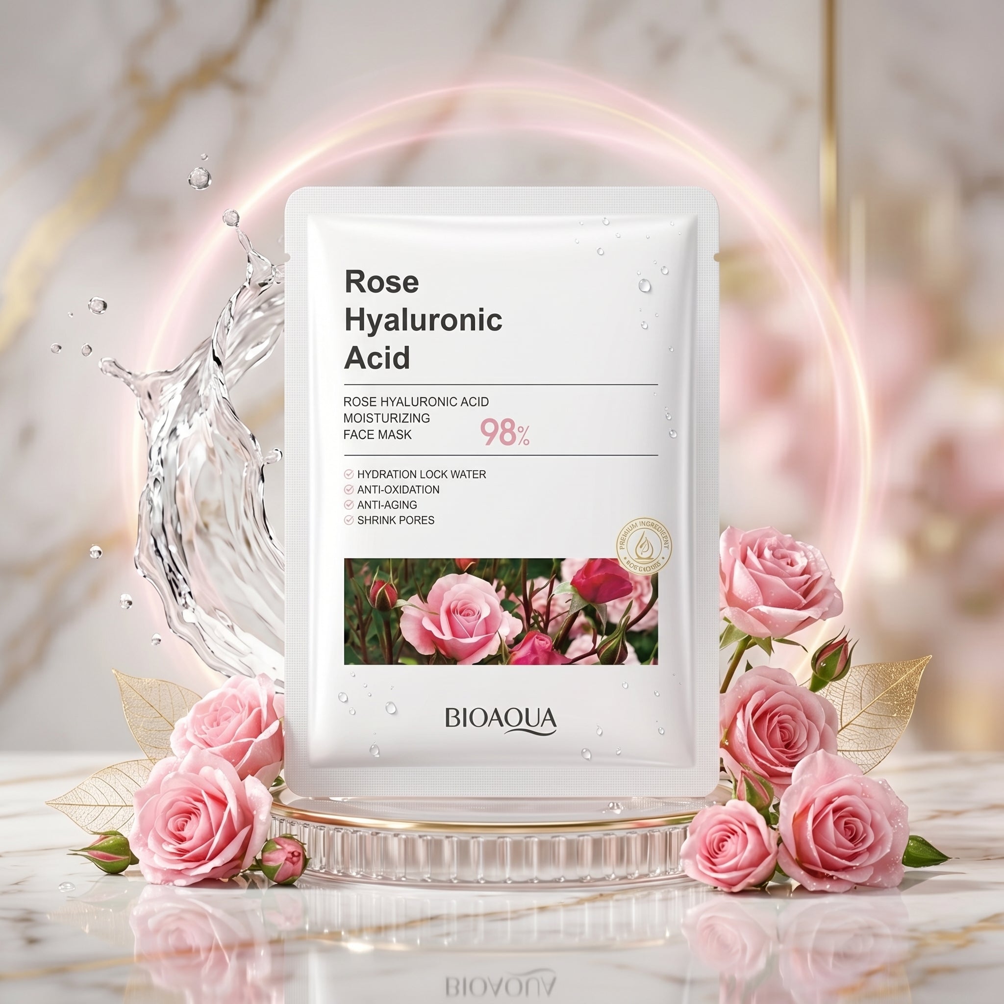 BIOAQUA Rose Hyaluronic Acid Moisturizing Facial Sheet Mask (25g)